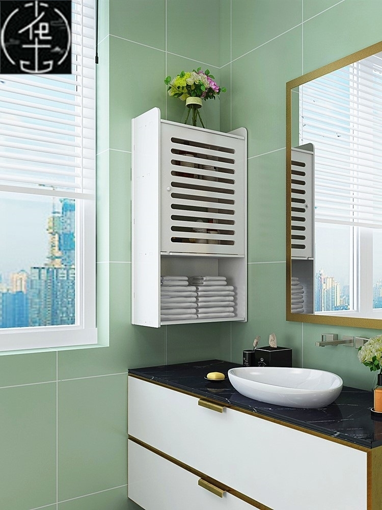 Toilet bathroom shelf wall mounted washstand storage cabinet - 图1