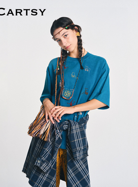 早春蓝色手工钉珠星星魔法口袋项