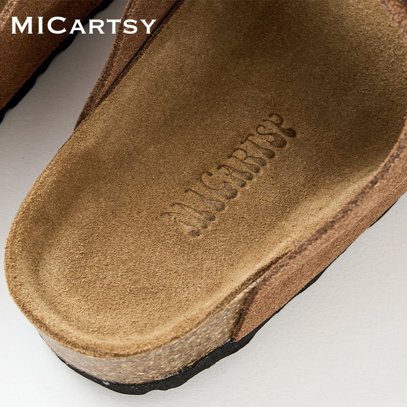 MICartsy王紫珊配饰车to go系列新款牛皮一字外穿凉拖鞋勃肯鞋 - 图2