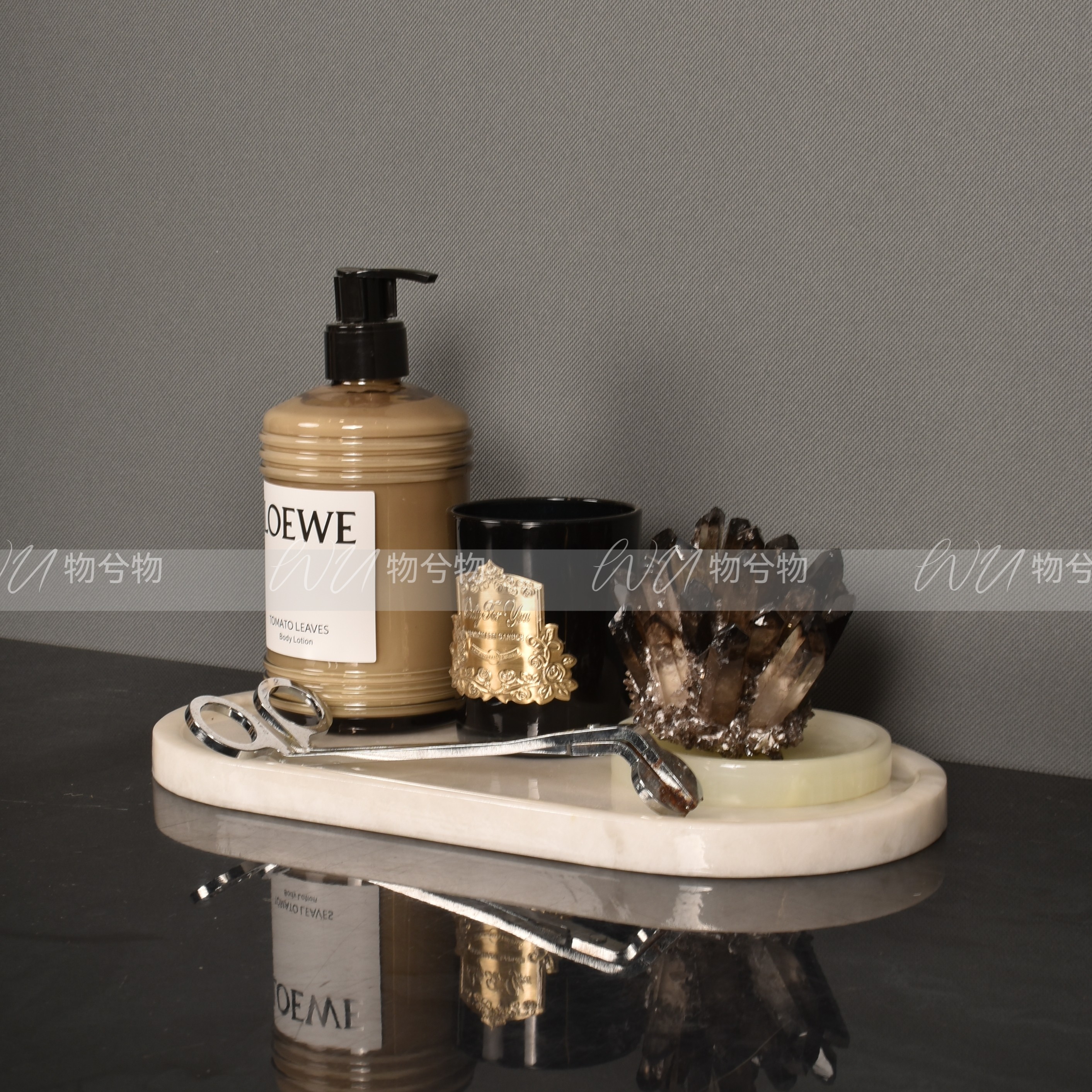 WU 物兮物 现代轻奢样板间卫生间台面香薰蜡烛卫浴托盘装饰品摆件,淘宝优惠券,粉丝福利购,淘宝优惠卷