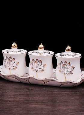 佛堂用品莲花供杯陶瓷大悲水供佛