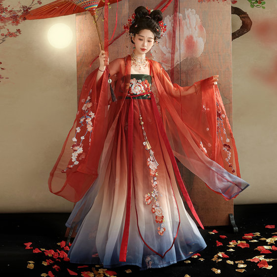 凝紫萱 海棠花 唐制汉服女2026新款绣花诃子裙大袖衫改良仙气古装