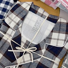 Пижама 熊宝家 柜上品质！日本mj格子睡衣套装纯棉长袖居家服男女情侣秋