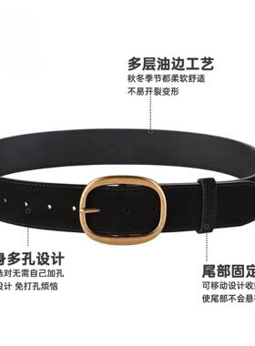 复古棕色宽腰带女款设计感小众配牛仔裤裙子皮带2026新款咖色配饰