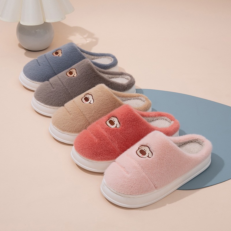棉拖鞋秋冬季保暖女士居家用情侣厚底防滑男士舒适暖脚毛毛绒拖鞋 - 图1