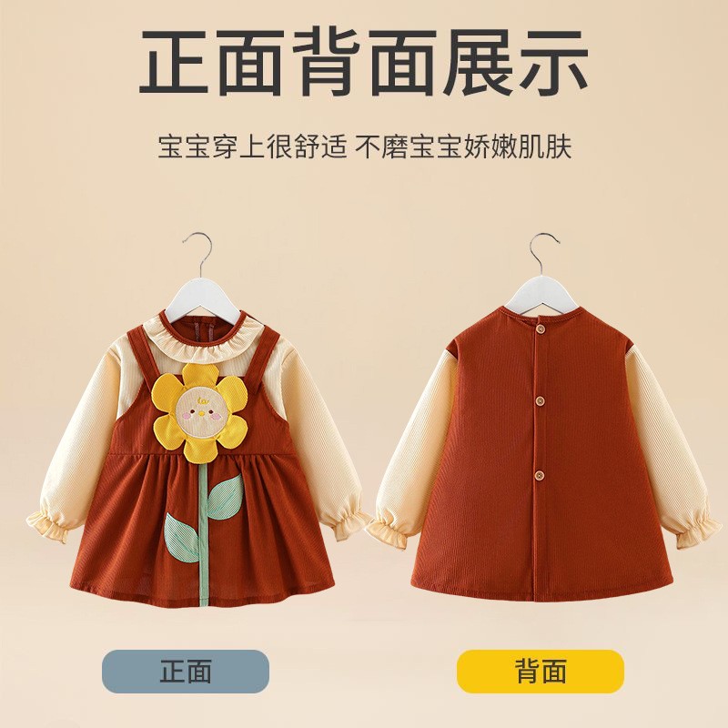 New style baby smock children's apron 2025 smock girl bib baby girl coat children's clothes waterproof rice