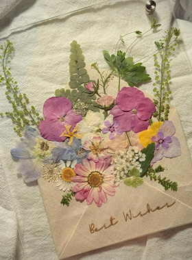 diy干花相框透明压花信封摆台