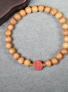 6mm老桃木圆珠正品桃木手链出行便携中小学生手串儿童护身朱砂