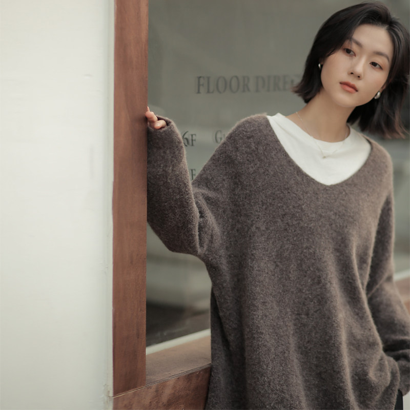 无谓2025秋冬新款女装宽松显瘦打底毛衣裙气质假两件针织连衣裙女