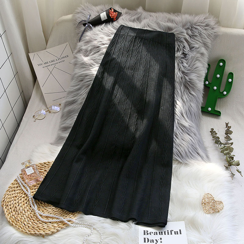 针织中长款高腰a字2020年半身裙 泛雅半身裙