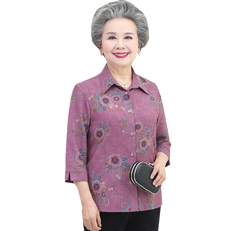 老年人夏装女衬衫奶奶装70岁中袖 芸芭莎中老年女装