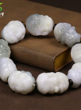 和田玉烟紫罗汉头手串男女款