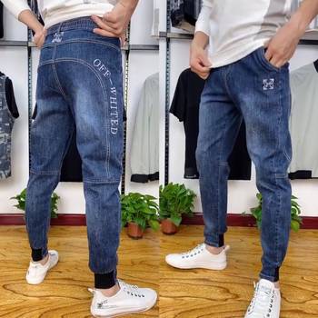 Summer Breathable Jeans ໃຫມ່ embroidered Jeans Douyin ຍອດນິຍົມ Zhang Yajuan ເຄື່ອງນຸ່ງຫົ່ມ Stall Elastic ຫຼາຍສີ pants ຜູ້ຊາຍຕີນຂະຫນາດນ້ອຍ