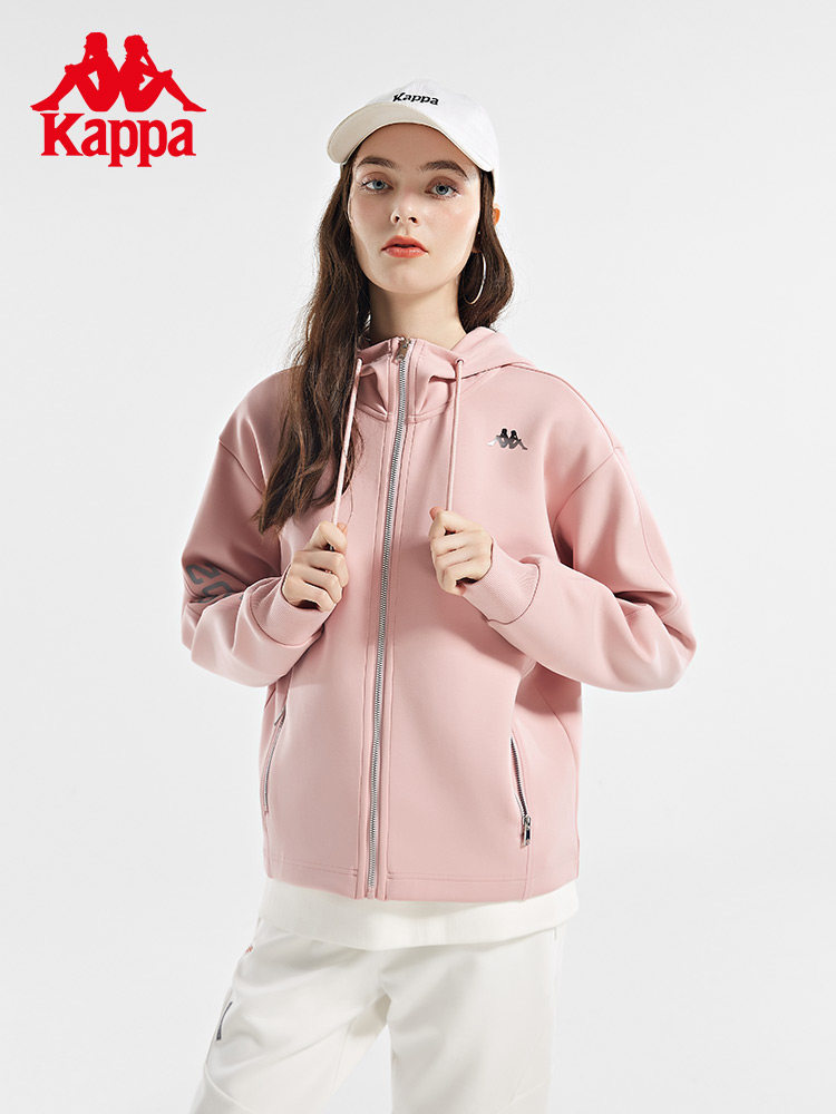 kappa卡帕开身帽衫2021新款秋女运动卫衣休闲拼接外套k0b62mk41