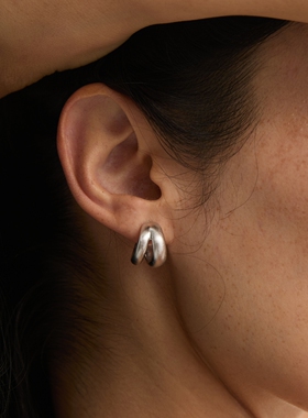 【莉贝琳】EWEST经典耳钉耳夹款 拉丝双层耳环 月亮系列拉丝项链