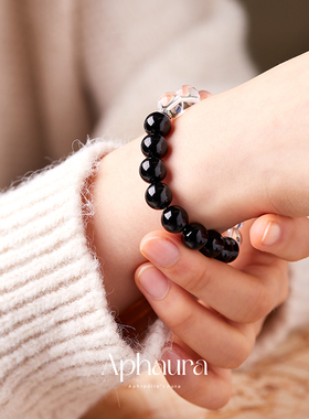 APHAURA黑碧玺白水晶手链