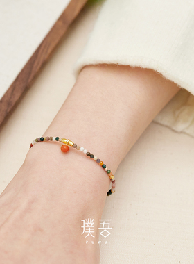 璞吾 · 「金碧流年」南红原创手作设计款手串新中式国风设计