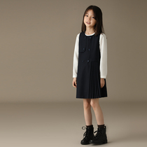 Hateeth Boy Clothing Autumn Winter New Pint Girl Child With Sleeveless Double Row Button College Wind Irregular 100 Plexu Vest Dress Dress