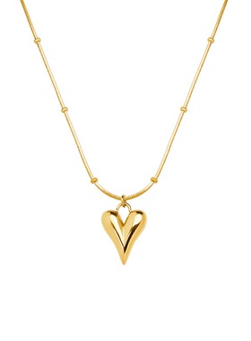 法式ins潮流冷淡风轻奢时尚简约款爱心项链钛钢镀18K真金颈链