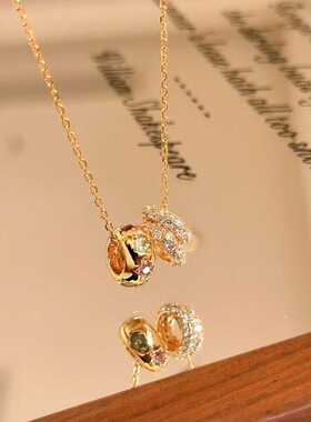 轻奢时尚复古满钻彩虹石路路通项链气质华丽感满钻百搭精致锁骨链