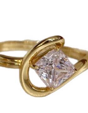 轻奢独特高级感扭曲方钻戒指轻奢小众设计简约百搭时尚叠戴款指环