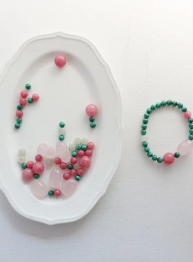 国风手饰天然绿孔雀石石手串百搭手链手环闺蜜礼物直播批