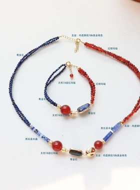 小众轻奢敦煌天然石天然串珠项链女锁骨链双层夸张御姐ins风