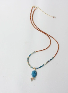 天然石橙石榴石加长项链唐卡挂绳更换绳敦煌配色60厘米项链