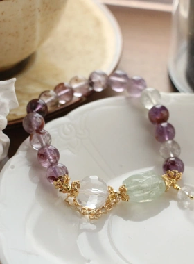 原创设计紫幽灵事业顺心九紫运手串松石春夏新款蓝紫手链