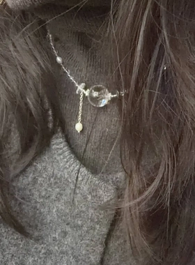 白阿塞天然白水晶淡水珍珠感清纯项链