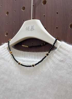 黑玛瑙虎眼石五行手串虎眼石搭配秋冬美拉德色百搭项链耳环套系