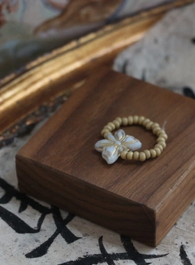 原创手作捷克琉璃米珠弹力指环女创意小众复古个性高级感串珠戒指