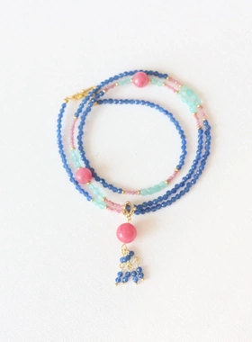 国风手作原创天河猫眼石串珠项链彩色锁骨链毛衣链冷淡风气质百搭