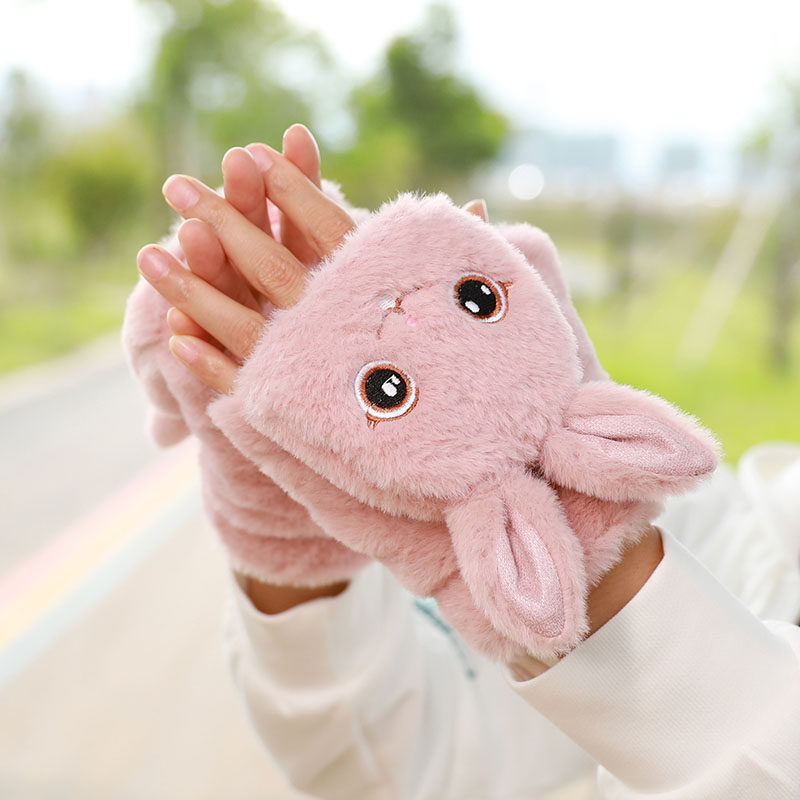 新秋冬翻盖露指半指手套韩可爱保暖加绒加厚男儿童百搭学生女写字,淘宝优惠券,粉丝福利购,淘宝优惠卷