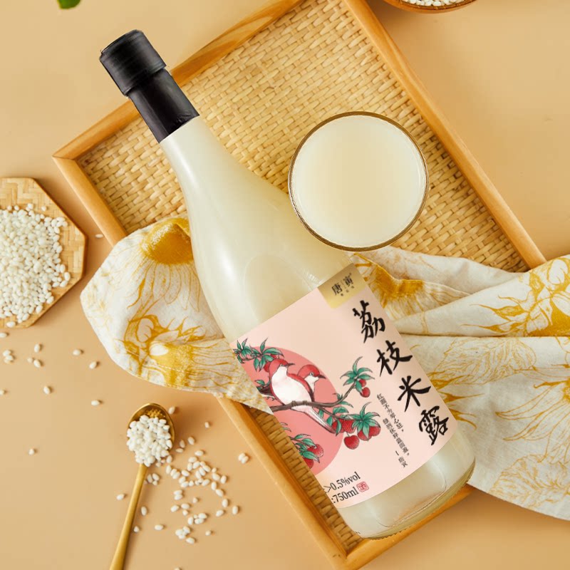 唐寅桃花坞米露0.5度750ml经典荔枝味米酒果酒酿糯米醪糟甜酒低度