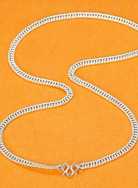 足银马鞭链男女通用实心平链