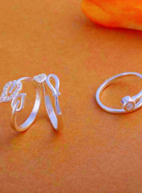 足银纯银钻石锆石戒指女