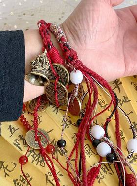 手绳新中式藏式小红书李火旺古风流苏手工潮编织手链山鬼花钱手串