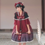 Оригинальное дизайнерское платье-комбинация, комплект, стиль Лолита, с вышивкой, с лямками