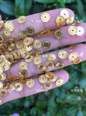 金色银色黑色4mm6mm太阳花亮片DIY圆形中孔纹面亮片金色菊花珠片