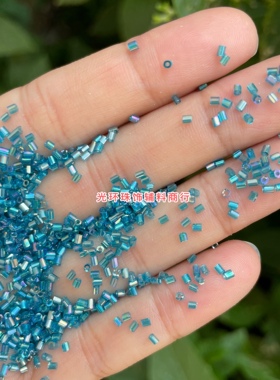 diy幻彩蓝色玻璃饰品礼服管珠