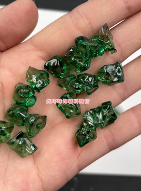 光环珠饰 多尺寸透明墨绿色亚克力珠不规则散珠吊坠珠子手工饰品