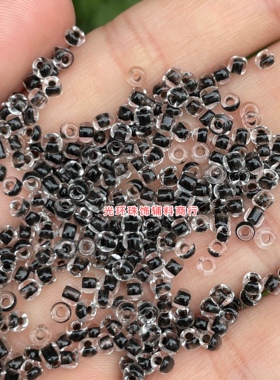 手工材料玻璃材质2mm3mm透明黑心白色米珠DIY串珠饰品染心珠子