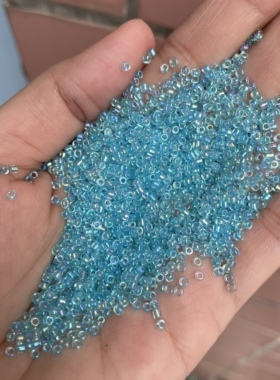 diy透明幻彩粉蓝色玻璃法式散珠