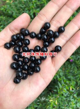 diy黑色圆形编织辅料散珠