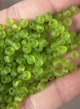 玻璃制品2mm3mm4mm磨砂果绿色米珠水洗不褪色珠子手工饰品DIY材料