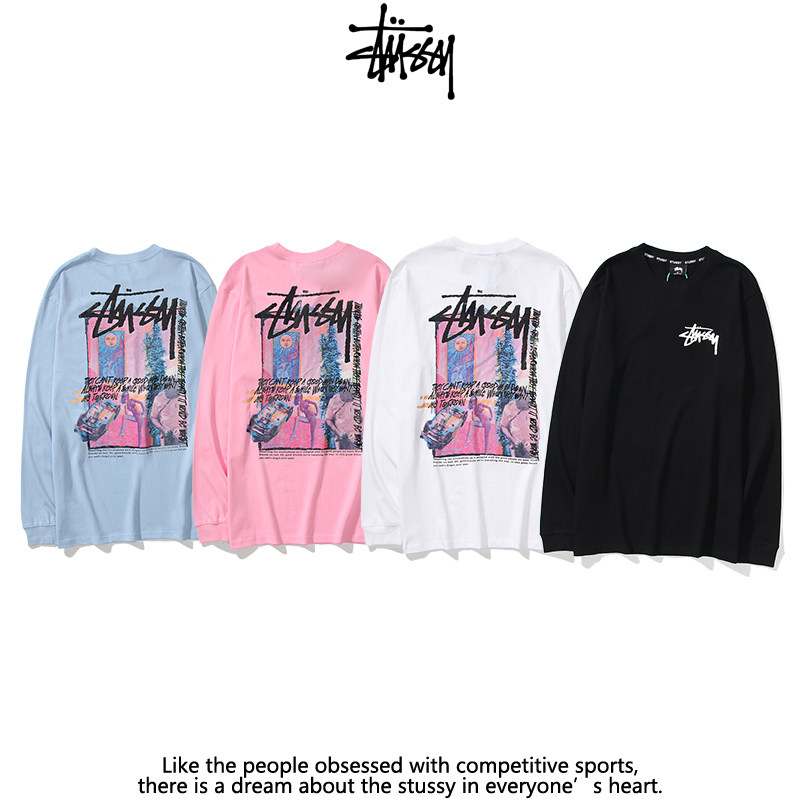 秋季stussy纯棉长袖斯图西男打底衫 朵贝莉T恤