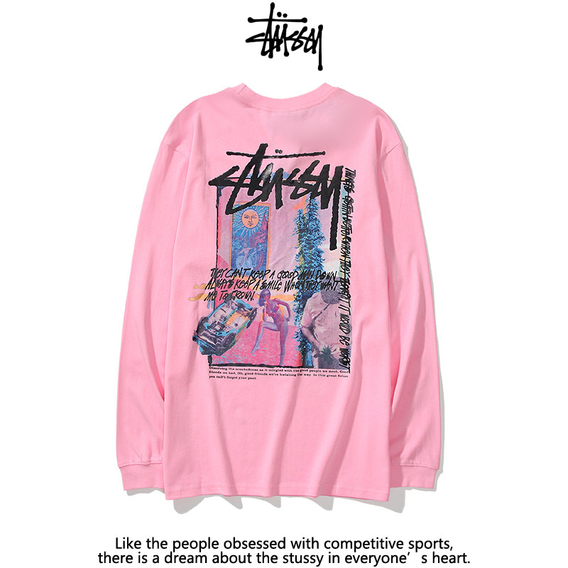 秋季stussy纯棉长袖斯图西男打底衫 朵贝莉T恤