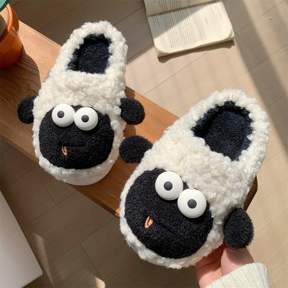 舒适防滑家居卧室软底毛绒月子鞋软萌可爱小羊女士冬季新款棉拖鞋,淘宝优惠券,粉丝福利购,淘宝优惠卷