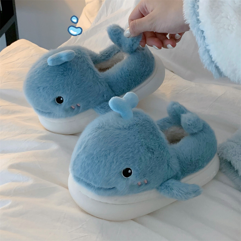 亲子少女心可爱鲸鱼棉拖鞋冬季男女居家用室内保暖防滑软底毛毛鞋,淘宝优惠券,粉丝福利购,淘宝优惠卷